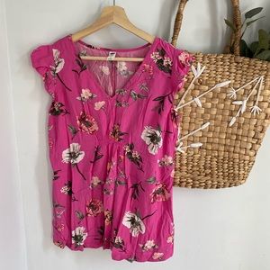 Old Navy Pink Floral Maternity Blouse